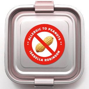 Sticker Rond Alerte alimentaire allergie aux arachides avec nom