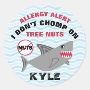 Sticker Rond Alerte d'allergie à l'arachide de requin Customisé