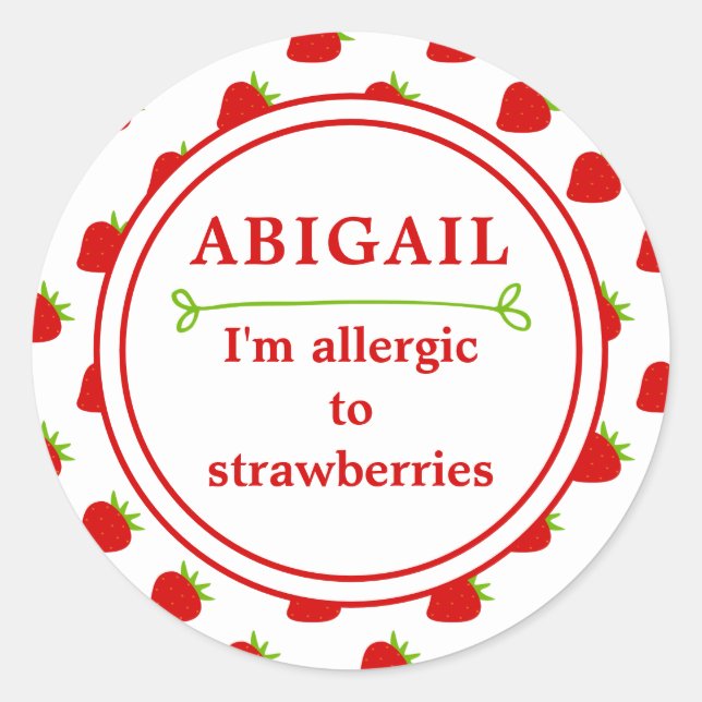 Sticker Rond Alerte d'allergie aux fraises pour enfants (Devant)