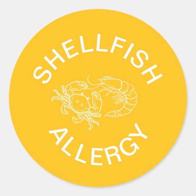 Sticker Rond Alerte d'allergie aux fruits de mer (Devant)
