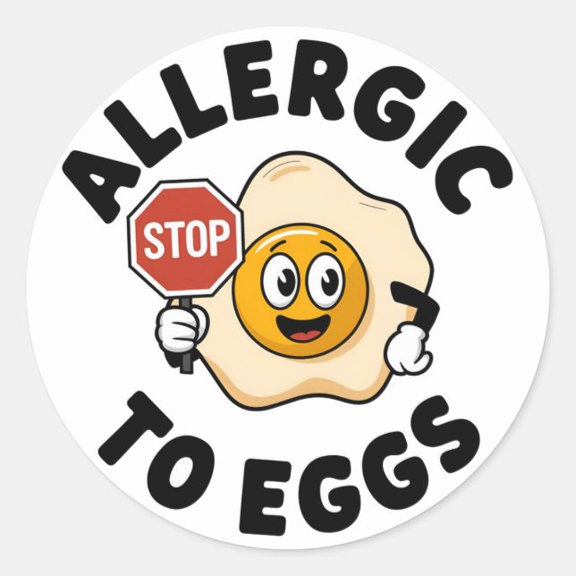 Sticker Rond Alerte d'allergie aux oeufs (Devant)