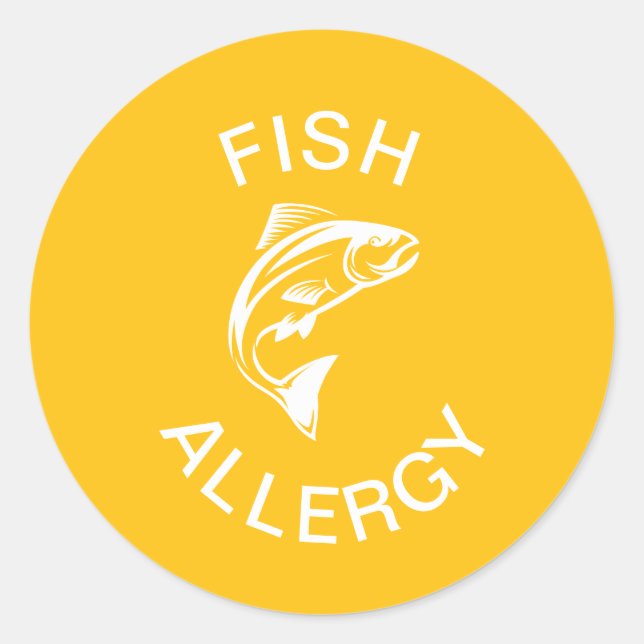 Sticker Rond Alerte d'allergie aux poissons (Devant)