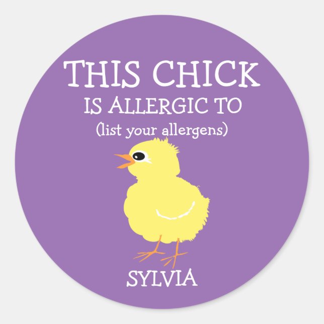 Sticker Rond Alerte d'allergie aux poussins de Pâques personnal (Devant)