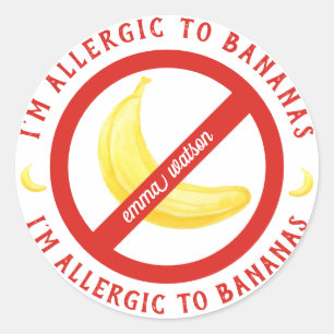 Sticker Rond Alerte d'allergie banane pour enfants personnalis