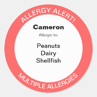 Sticker Rond Alerte d'allergies alimentaires multiples modifiab