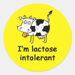 Sticker Rond Alerte intolérante à la lactose d'allergie