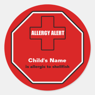 Sticker Rond Alerte Médicale contre l'allergie aux mollusques A