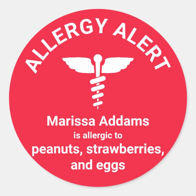 Sticker Rond Alerte Médicale d'allergie (Devant)
