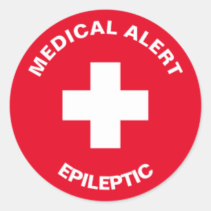 Sticker Rond Alerte Médicale personnalisée Épileptique rouge cl