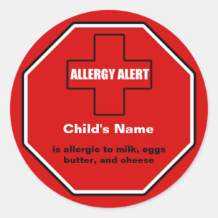 Sticker Rond Alerte Médicale sur les allergies laitières Sml 