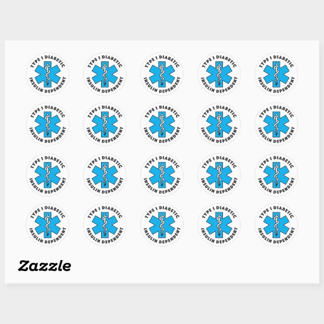 Sticker Rond Alerte Médicale T1d [Cyan] (Feuille)