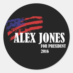 Sticker Rond Alex Jones pour le président 2016