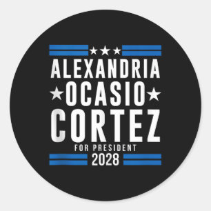 Sticker Rond Alexandria Ocasio Cortez Pour Président 2028, Aoc 