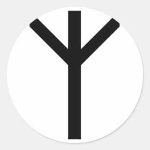 STICKER ROND ALGIZ RUNE