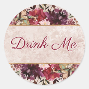 Sticker Rond Alice au pays des merveilles Buvez-moi Tea Party F