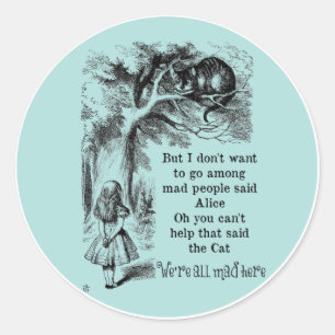 Sticker Rond Alice au pays des merveilles; Cheshire Chat avec A