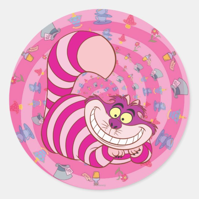Sticker Rond Alice au pays des merveilles | Cheshire Chat Smili (Devant)