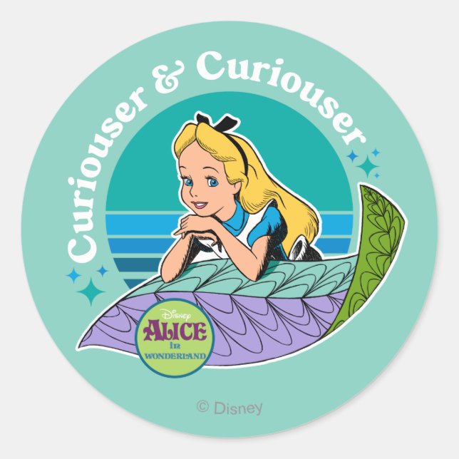 Sticker Rond Alice au pays des merveilles | Curiouser & Curious (Devant)
