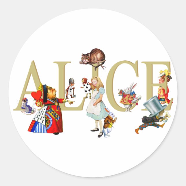 STICKER ROND ALICE AU PAYS DES MERVEILLES ET AMIS (Devant)
