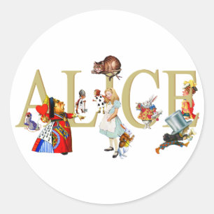 STICKER ROND ALICE AU PAYS DES MERVEILLES ET AMIS