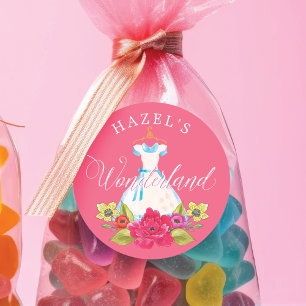 Sticker Rond Alice au pays des merveilles Florales & Robe Bleue