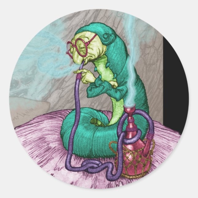 Sticker Rond Alice au pays des merveilles - La Caterpillar (Devant)