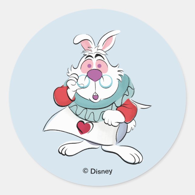 Sticker Rond Alice Au Pays Des Merveilles | Le lapin blanc (Devant)