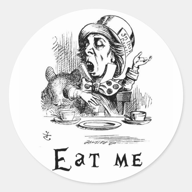 Sticker Rond Alice au pays des merveilles - Mange-moi (Devant)