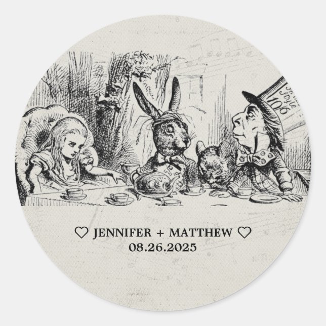 Sticker Rond Alice au pays des merveilles Mariage (Devant)