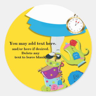 Sticker Rond Alice au pays des merveilles Tasses de Thé Whimsic