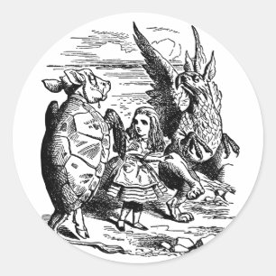 Sticker Rond Alice au pays des merveilles vintage, Gryphon, Fau
