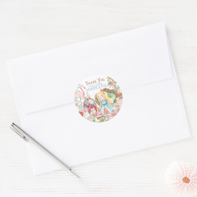 Sticker Rond Alice Aventures dans Woderland Anniversaire Tea Pa (Enveloppe)