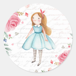 Sticker Rond Alice dans l'Onederland 1er anniversaire Tea Party