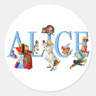STICKER ROND ALICE IN WONDERLAND & AMIS