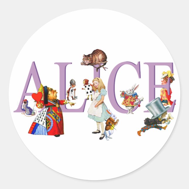 STICKER ROND ALICE IN WONDERLAND & AMIS (Devant)