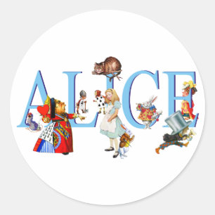 STICKER ROND ALICE IN WONDERLAND & AMIS