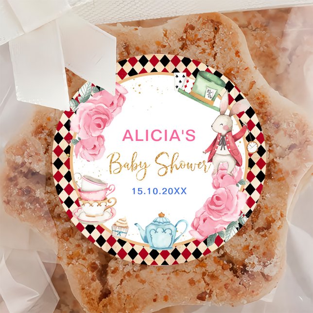 Sticker Rond Alice magique au pays des merveilles Baby shower T (Créateur téléchargé)