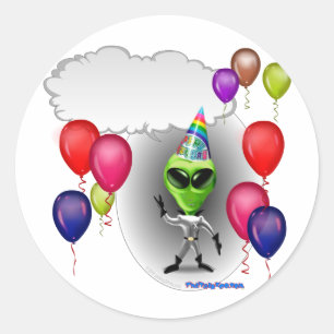 Sticker Rond Alien de la fête d'anniversaire