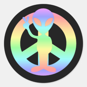 Sticker Rond alien de paix