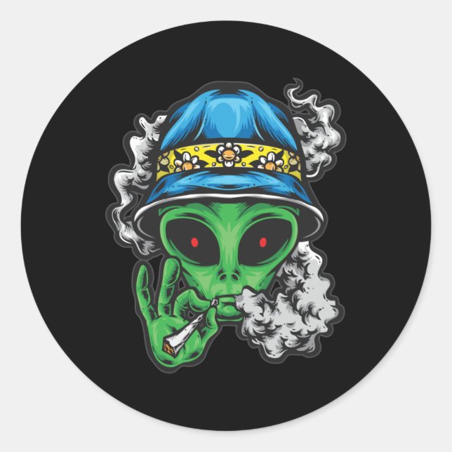 Sticker Rond Alien de refroidissement (Devant)
