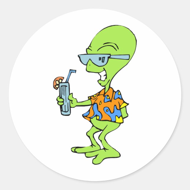 Sticker Rond Alien de vacances (Devant)