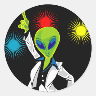 Sticker Rond Alien Disco