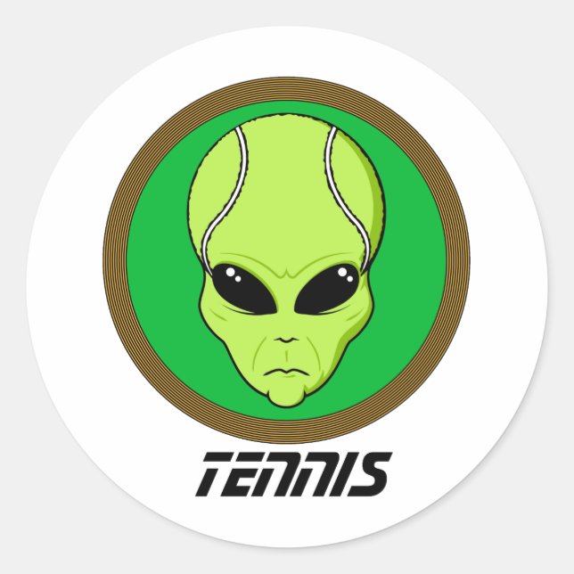 Sticker Rond Alien en chef de tennis (Devant)