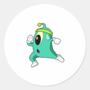 Sticker Rond Alien en tant que coureur