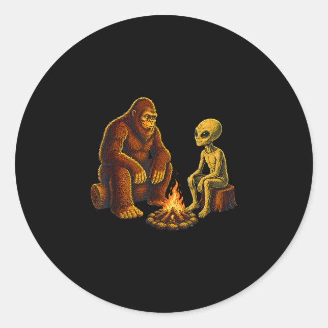 Sticker Rond Alien et bigfoo  (Devant)