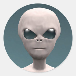 Sticker Rond Alien gris