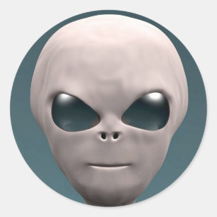 Sticker Rond Alien gris