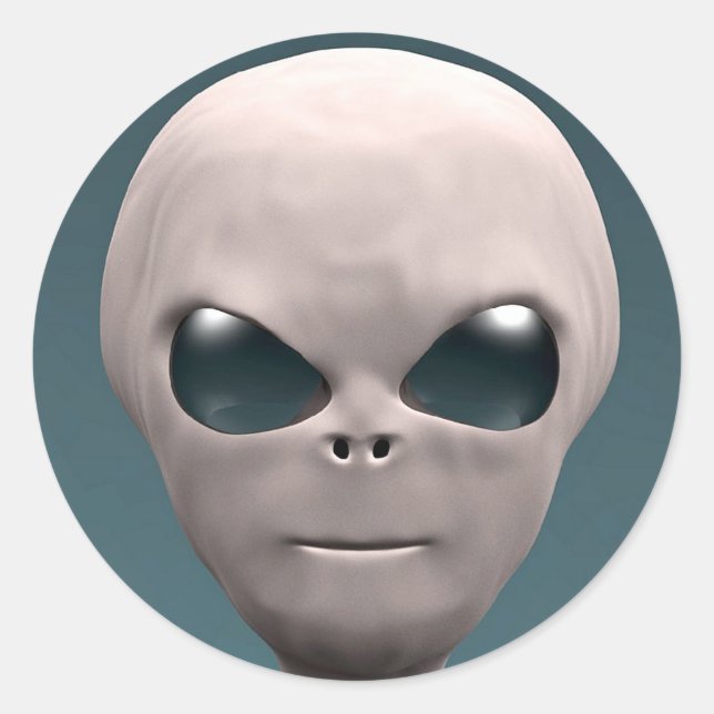 Sticker Rond Alien gris (Devant)
