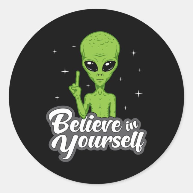 Sticker Rond Alien Head Area 51 Ufo Aliens Space Funny Cadeau (Devant)