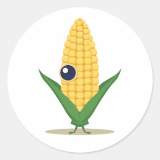 Sticker Rond Alien Maïs – Personnage de nourriture de la ferme 